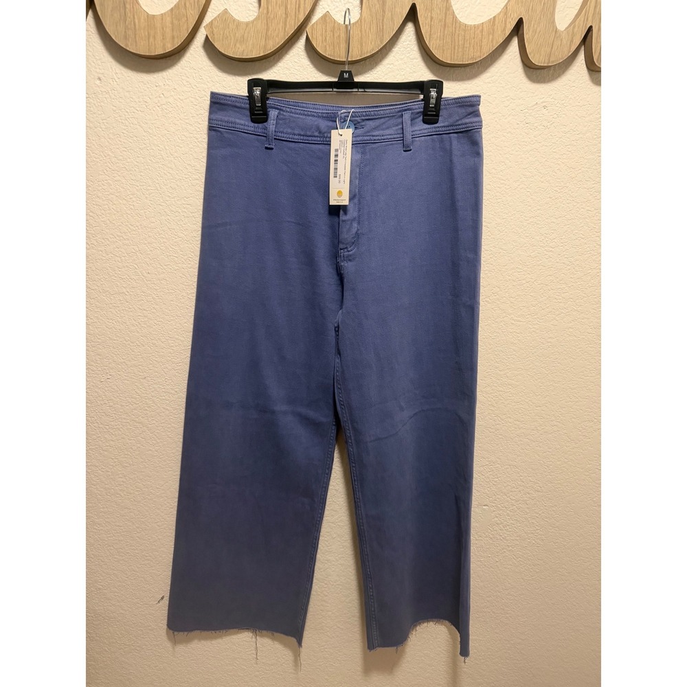78&Sunny Womens Wide Leg Denim Pants Periwinkle Blue Raw Hem Cropped Jeans XL